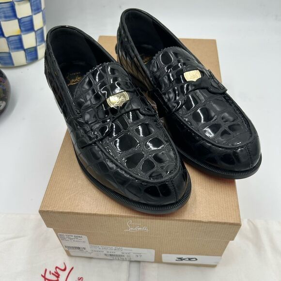 Women's Christian Louboutin penny Donna  flat loafers size 37 made in Italy - Picture 1 of 12